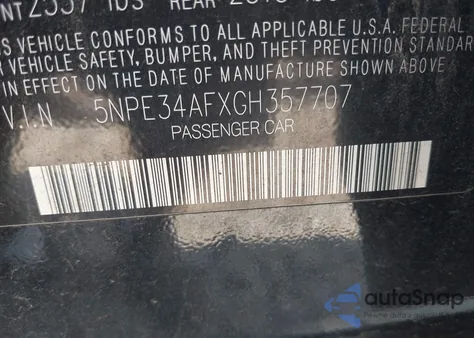 2016 Hyundai Sonata Sport из США, поврежденный, VIN 5NPE34AFXGH357707